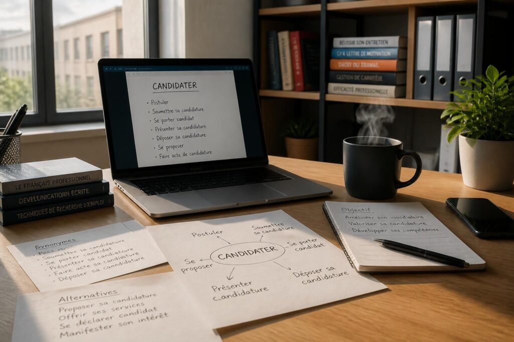 découvrez des synonymes de candidater pour enrichir votre vocabulaire professionnel et améliorer vos communications dans le monde du travail.