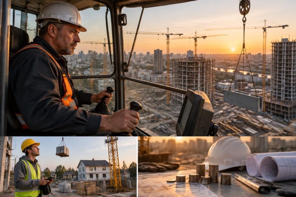 découvrez le salaire net d’un grutier selon son expérience, le type de chantier, les primes et les conditions de travail.